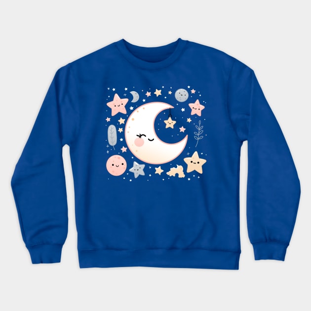 Pastel Moons and Stars Crewneck Sweatshirt by JashaCake